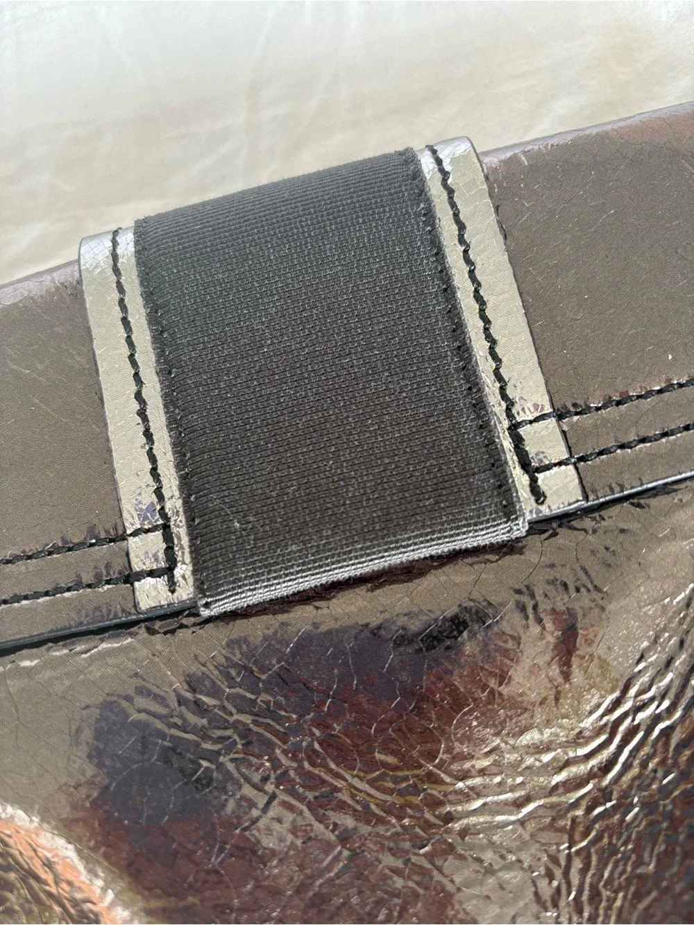 Maliparmi Metallic Brown Wristlet Clutch with Colorful Button Accents